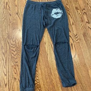 Lauren Moshi jogger sweatpants size M with front knee slits